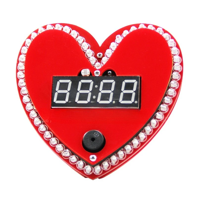 

Heart-shaped flowing water music time clock kit 51 MCU/DIY manual welding training teaching materials/spare parts production
