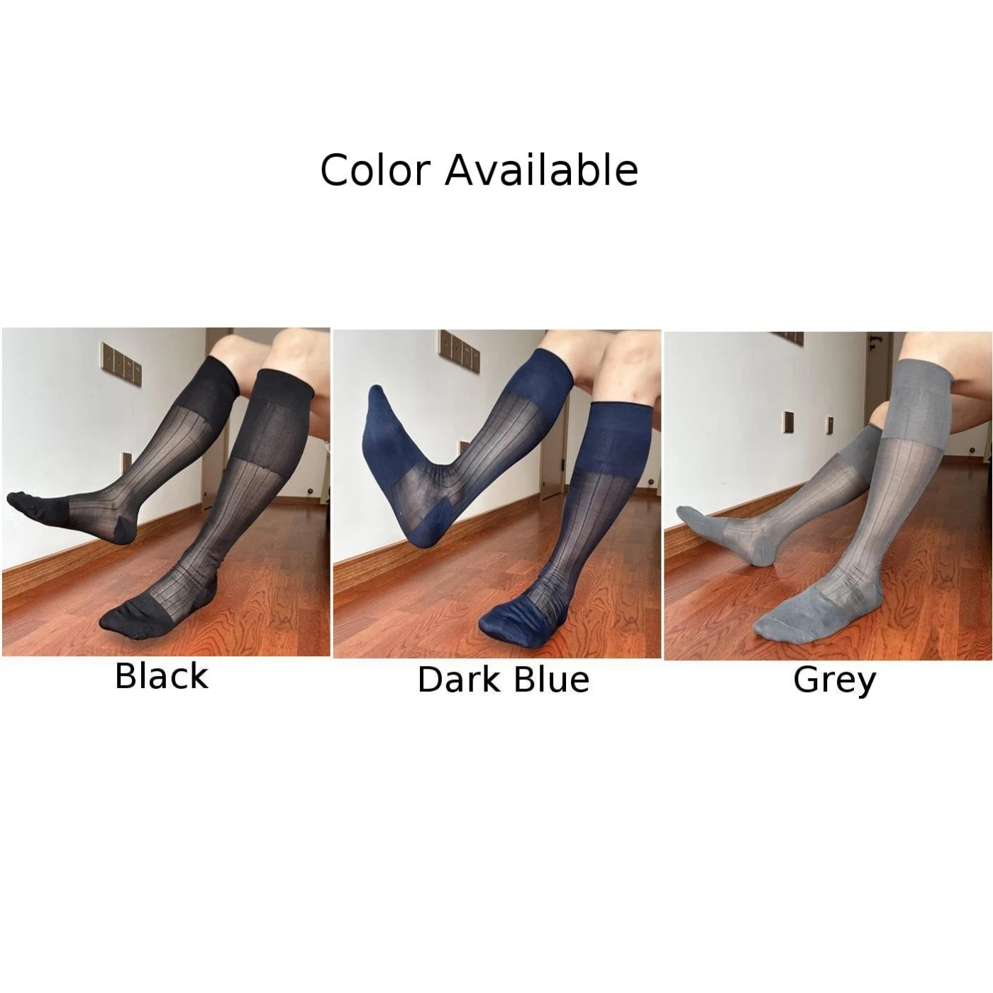 Skarpety męskie nylonowe do garnituru, eleganckie, formalne, na specjalne okazje, mieszanka nylonu i spandexu, wzór w paski.