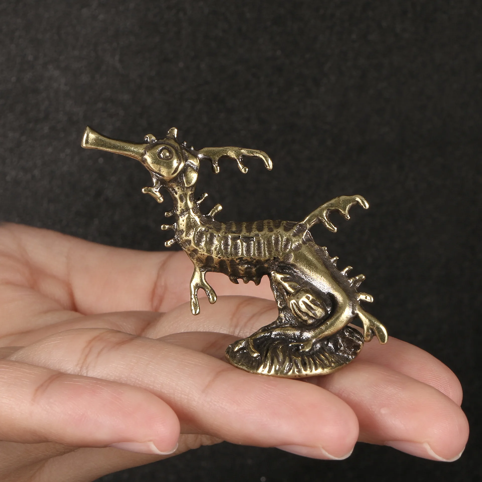 Antique Marine Animals Seahorse Brass Ornaments Garden Miniatures Hippocampus Tea Pet Desktop Decorations Collectible Souvenirs