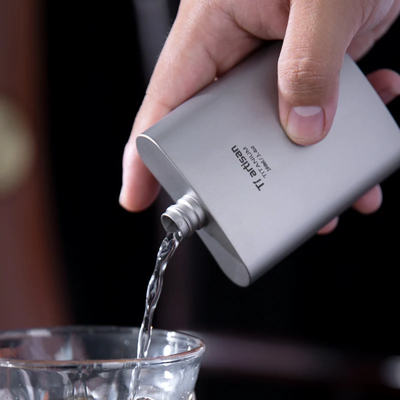 Tiartsian Outdoor Pure Titanium 100ml Mini butelka wina Whisky Doniczka na wino z lejkiem Camping Hiking Ultralight Pocket Sake Flask