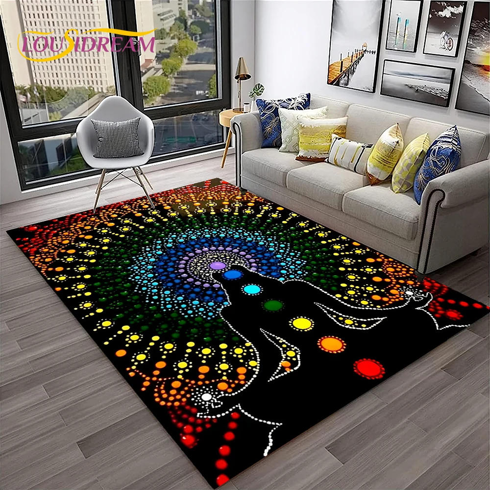 Naturalize Yoga Meditation Rainbow 7 Chakra Soft Carpet Rug for Home Living Room Bedroom Sofa Doormat Decor, Non-slip Floor Mat