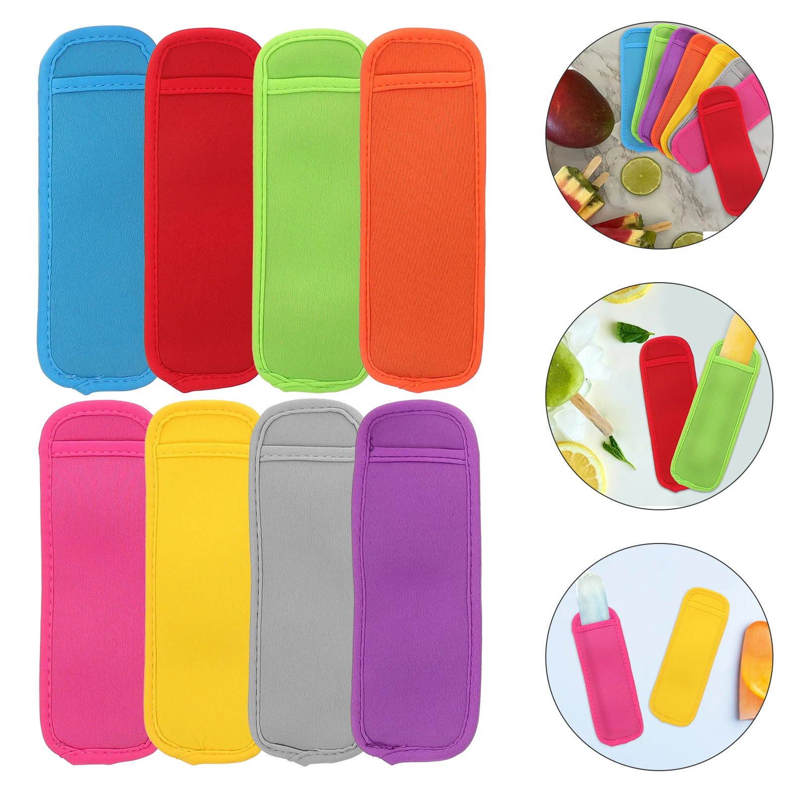 

8pcs Ice Pop Sleeves Reusable Neoprene Protective Covers For Freezing Pops Insulated Stick Holders Portable Practical Gift