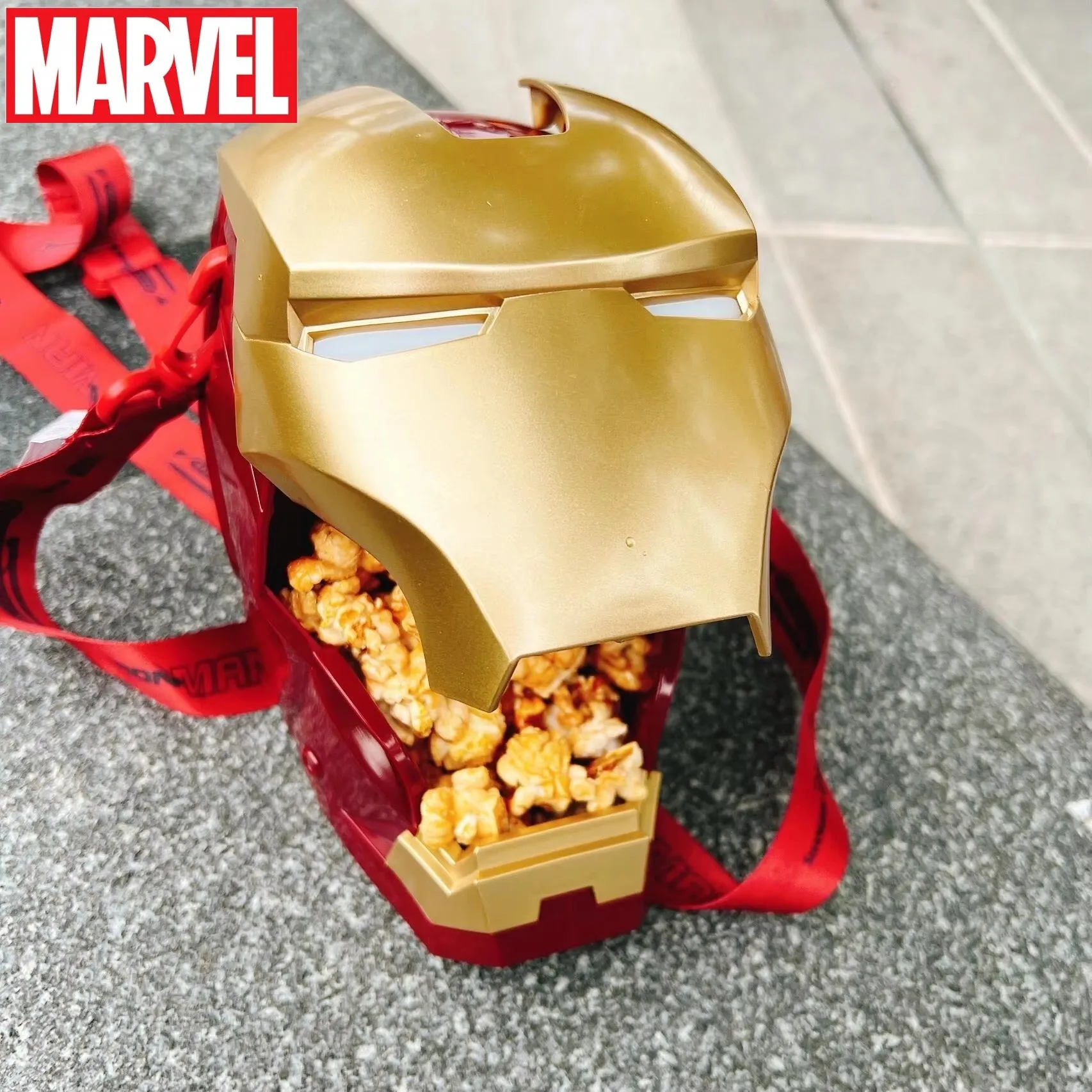 Hot Marvel Iron Man Cartoon Helmet Popcorn Bucket Plastic Sound And Light Toys Portable Storage Box Anime Peripheral Cool Gifts