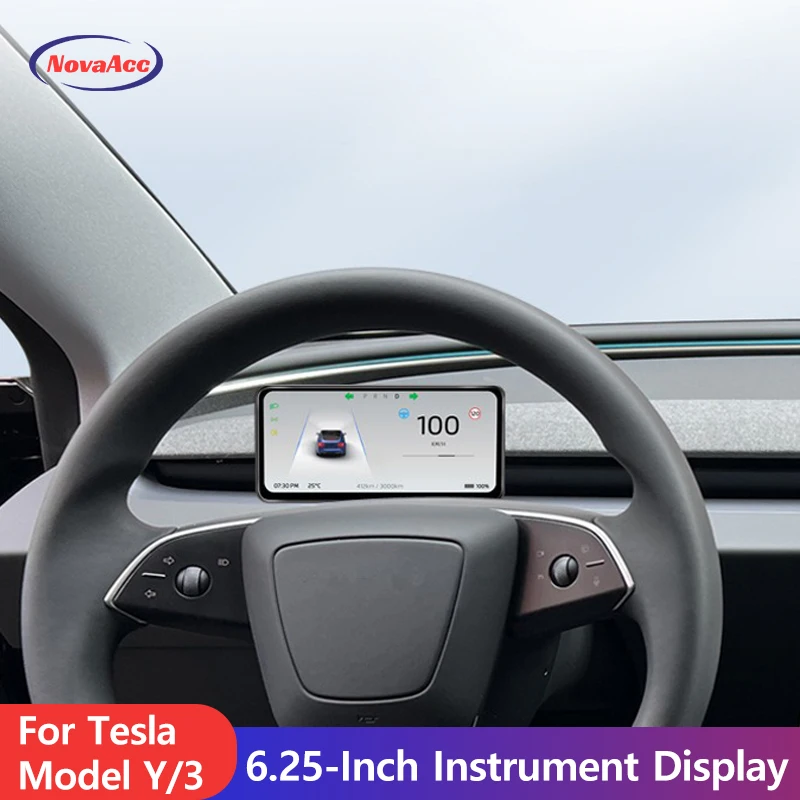 for Tesla Model Y Model 3 6.25in Display Screen Dashboard IPS Touchscreen Linux System Support AMD Ryzen CPU with Wire Carplay