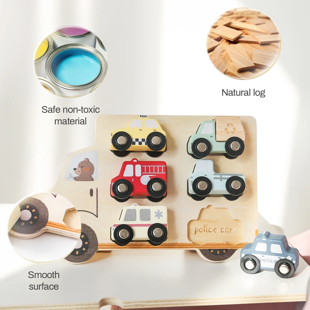 Holz Auto 3D Puzzles Montessori Baby Spielzeug Sensor Puzzle Tier Auto Form Puzzle Spielzeug Bord Passenden Spiele Pädagogisches Spielzeug Geschenke