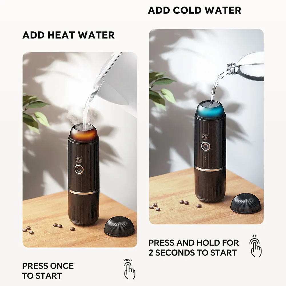 ماكينة قهوة كهربائية محمولة ، ماكينة إسبريسو ، متوافقة مع الكبسولة وكبسولات القهوة المطحونة ، 2 في 1 للمشي لمسافات طويلة