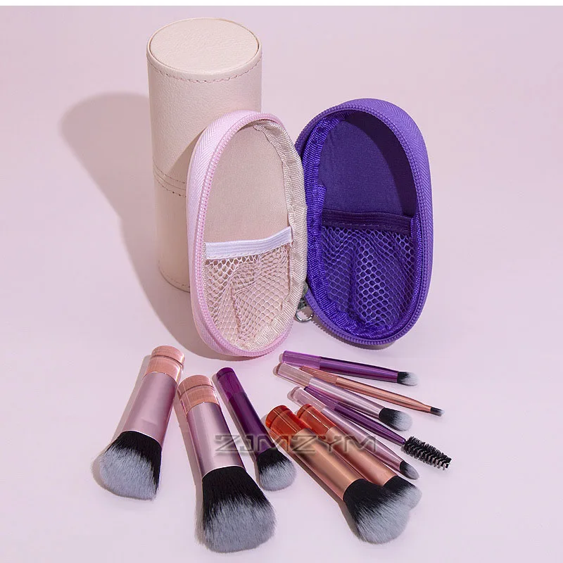 10PCS Mini Makeup Brushes Set with PU Pouch Synthetic Fiber Brushes with ABS Handle Portable Travel Cosmetic Brushes