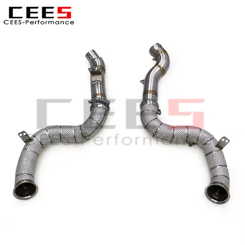 CEES Exhaust Downpipe for Mercedes-Benz GLE63 AMG 4.0T W166 2016-2023 Stainless Steel with OPF Downpipe Heat Shield Header