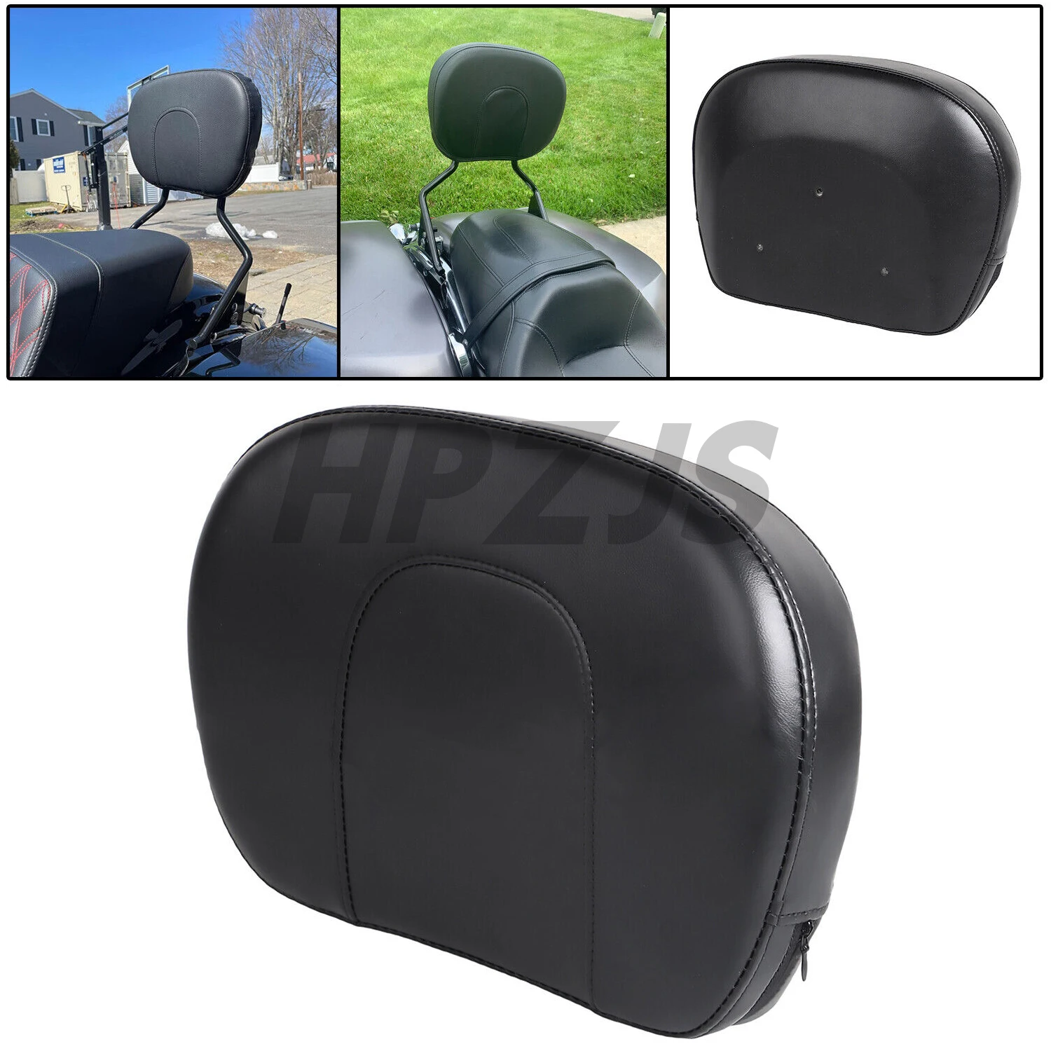 

For Harley Touring Road Street Electra Glide 1997-2023 Motorcycle PU Leather Sissy Bar Passenger Rear Backrest Pad Black