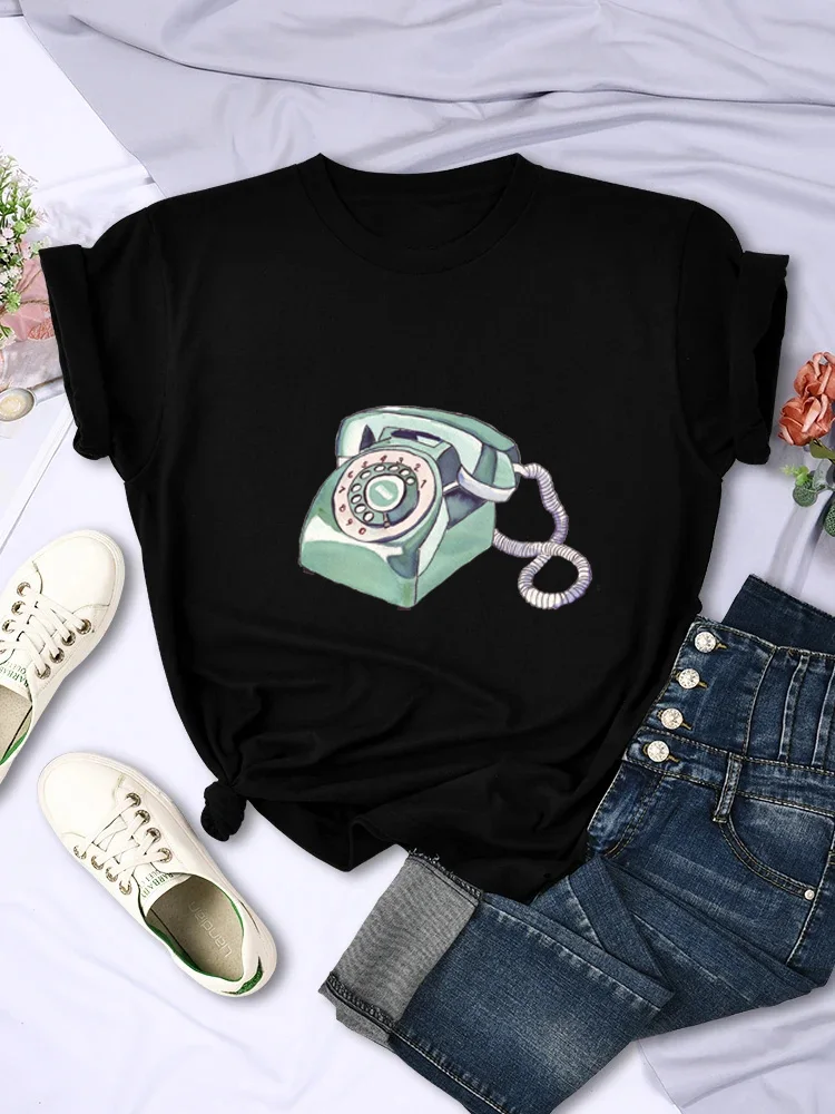 Cartoon phone Interesting print pattern Fashion street wear trend casual men women universal crew-neck short-sleeved T-shirt