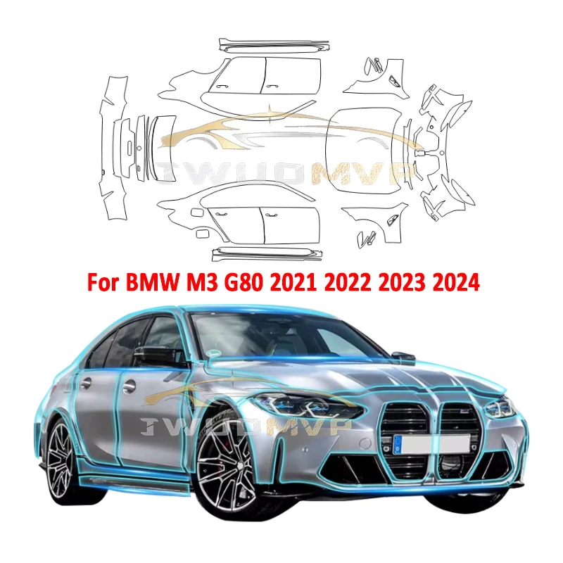 

TPU Invisible Transparent For BMW M3 G80 2021 2022 2023 2024 Clear Car Paint Protection Film Bra PPF Decal Kit Accessories