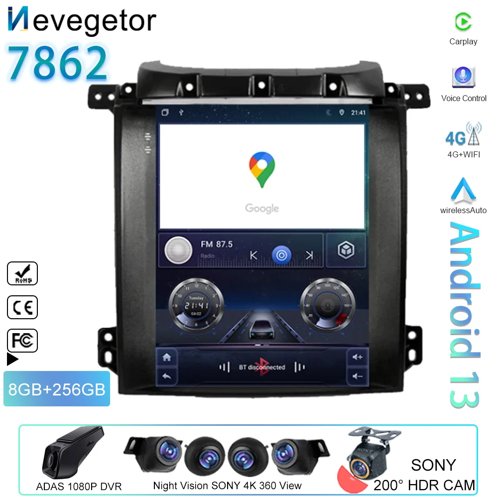 Voor Kia Sorento 2004-2008 9.7 Inch Auto Radio Gps Navigatie Multimedia Video Speler Android Auto Carplay 5G Wifi Bt Geen 2din Dvd