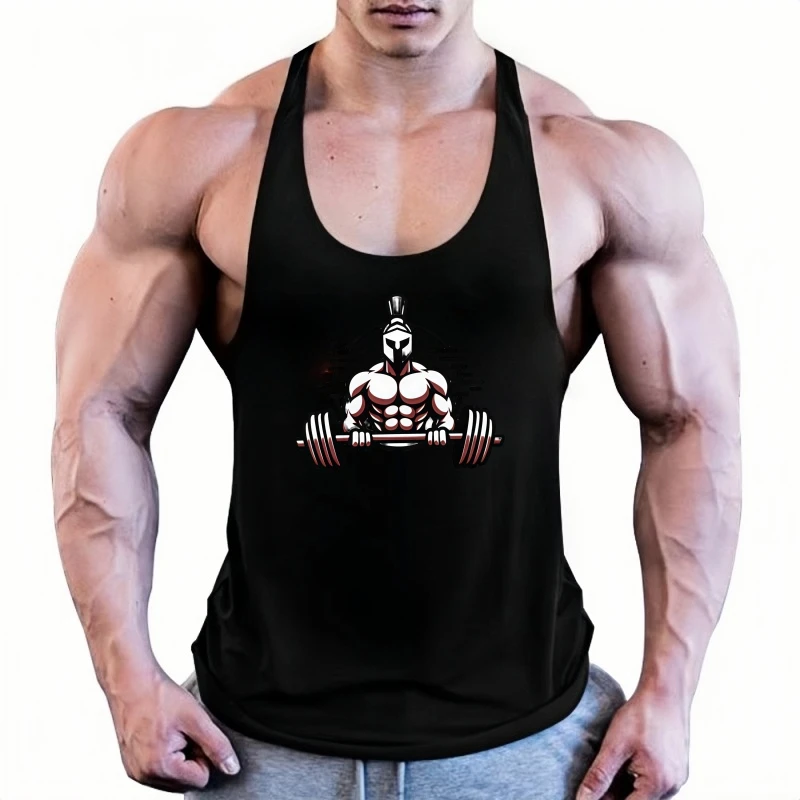 Sleeveless Slim Fit Fitness Shirt Men, Pure Cotton Gym Vest, Bodybuilding Stringer Muscle Tank for Training