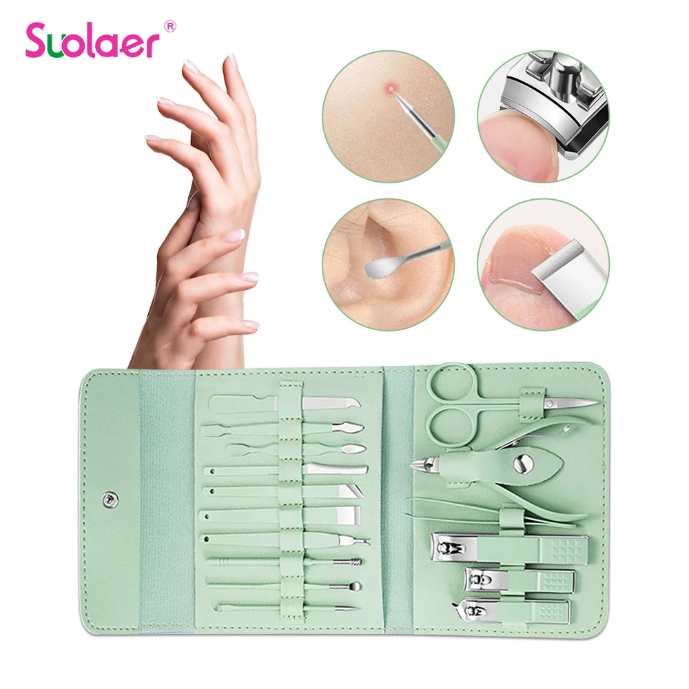 High Quality 12/16pcs Nail File Nail Scissors Clipper Manicure Pedicure Kit Convenient To Use Manicure Set Sturdy for Travelling