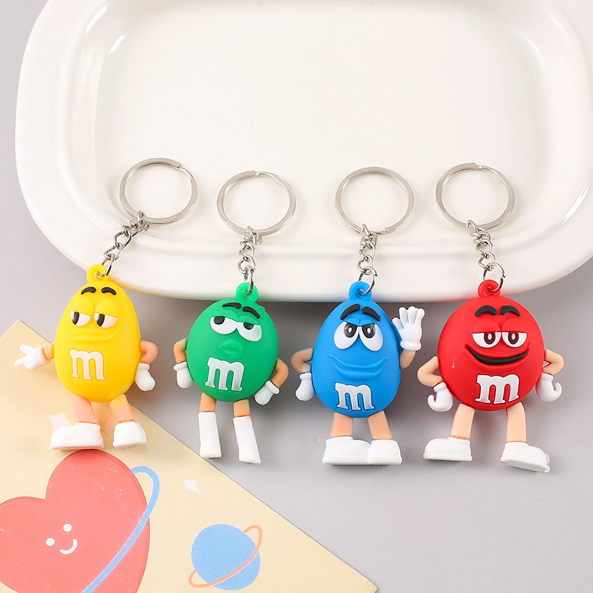 Fashion Fun Key Chains Cute M Bean Cartoon Keychain Children Surprise Birthday Gift Accessories Keyring