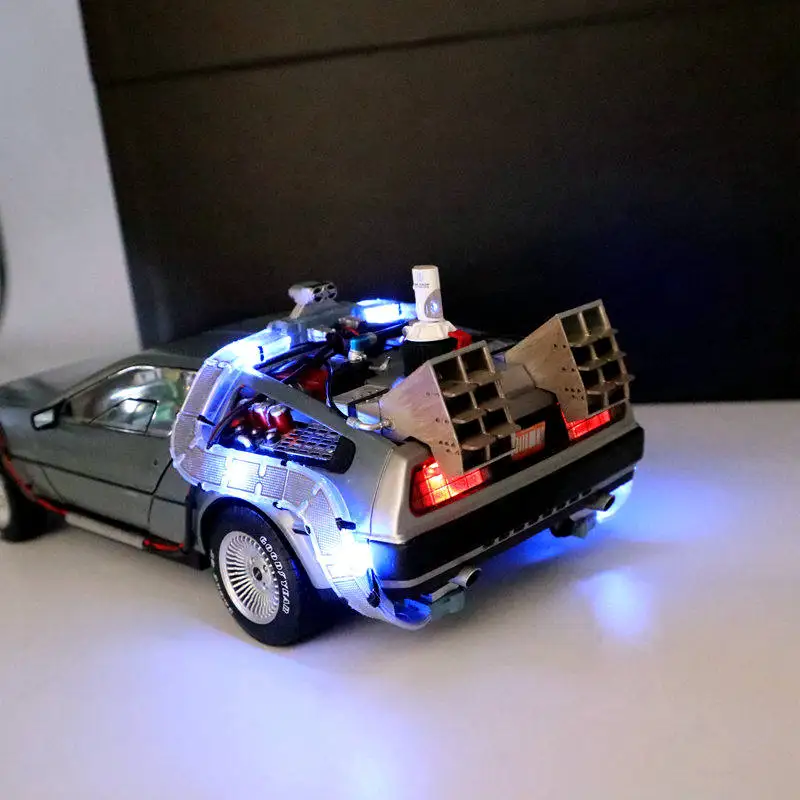 Hot W 1/18 Super Elite Back To The Future Time Machine BLY44 Ultimate Editon Collection Diecast Model