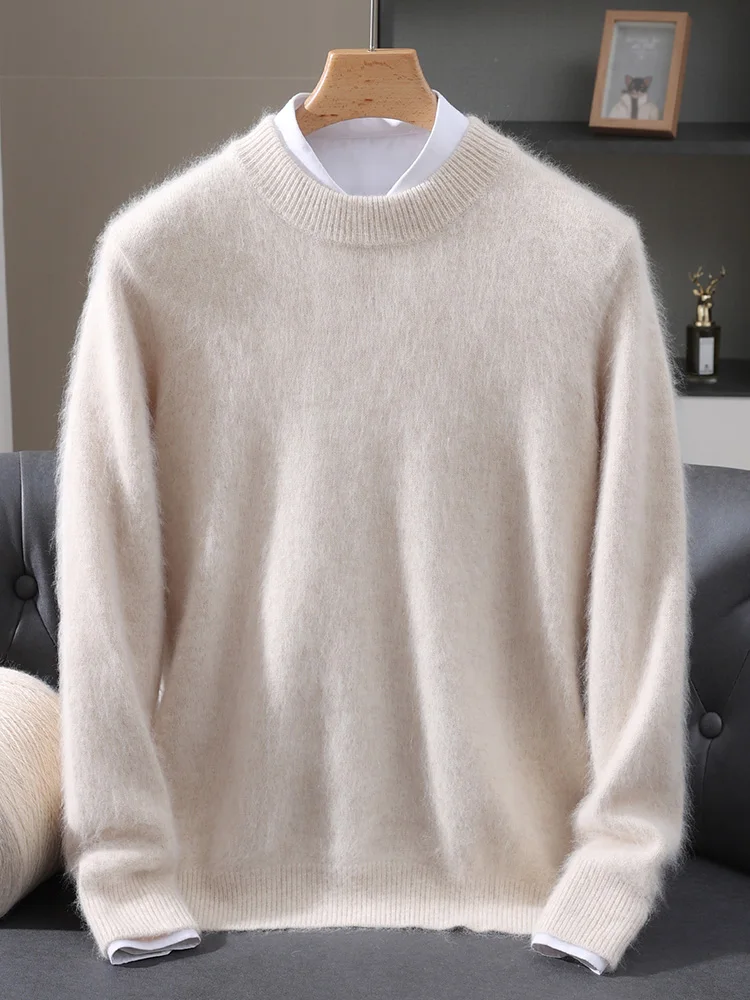 TLOML الخريف الشتاء الرجال 100% المنك سترة الكشمير المعنقة س الرقبة البلوز الأساسية الذكية عادية لينة الدافئة أسفل سميكة المنك الكشمير