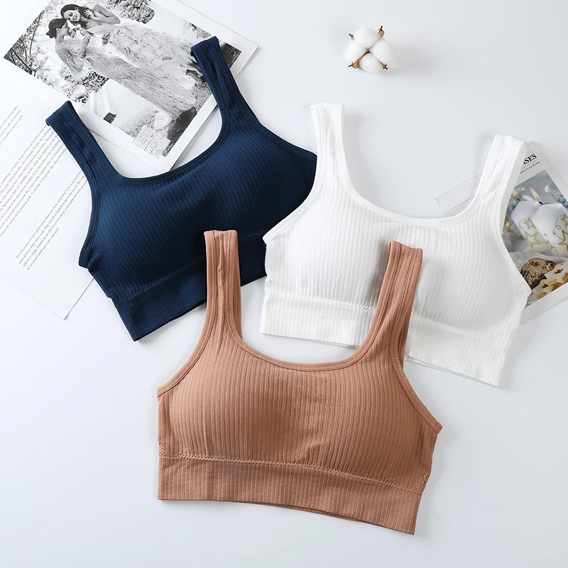 Women's Sports Bras Tube Top Wrapped Chest Threaded Removable Chest Pad Sleep Run Yoga Bra Anti-glare Comfortable Underwear