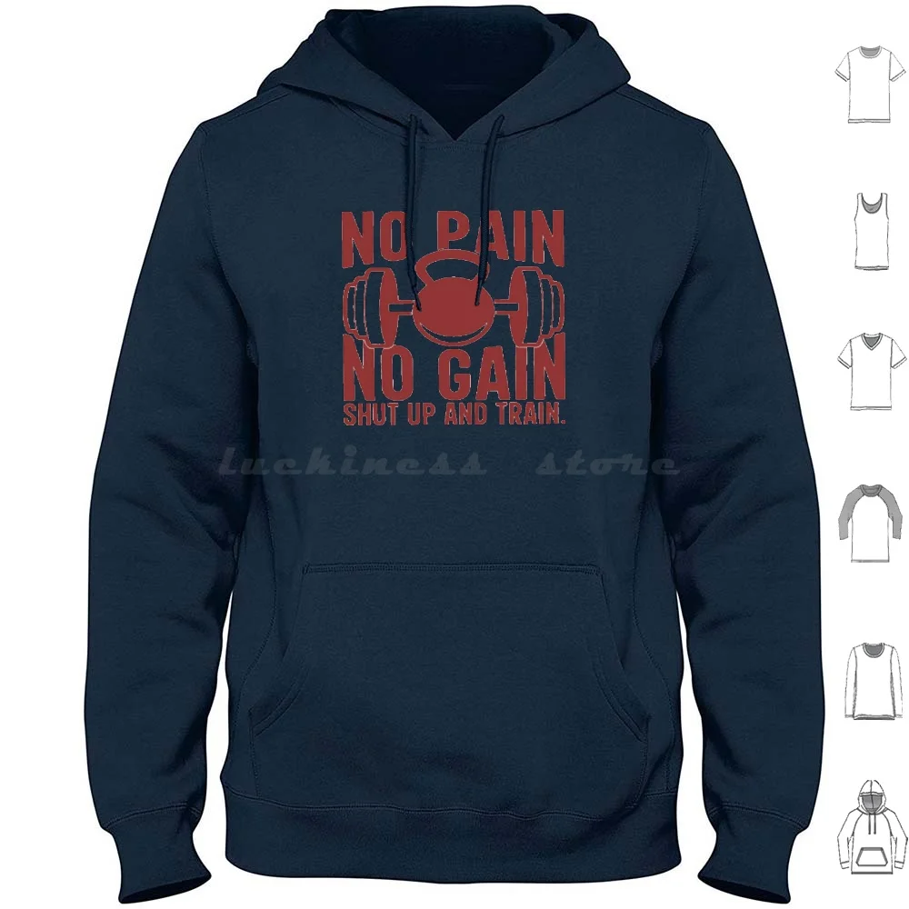 No Pain No Can Shut Up And Train Quote-Funny Hoodies Long Sleeve Support Suppose Sure Surprise Sweet Swim System