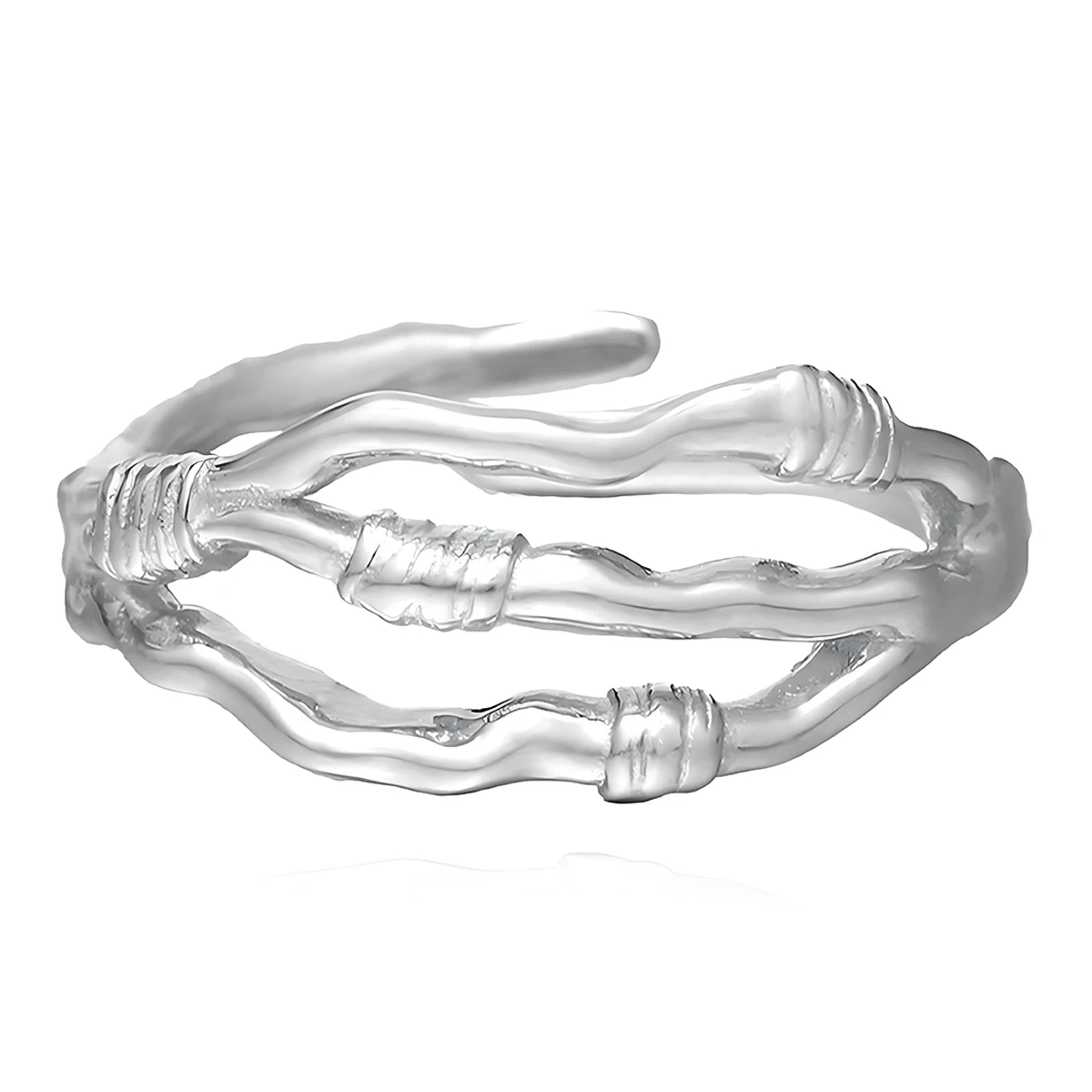 

Оригинальный дизайн, кольцо из стерлингового серебра S925 для женщин, уникальный асимметричный жидкий узел, ремешок из чистого серебра, модный аксессуар