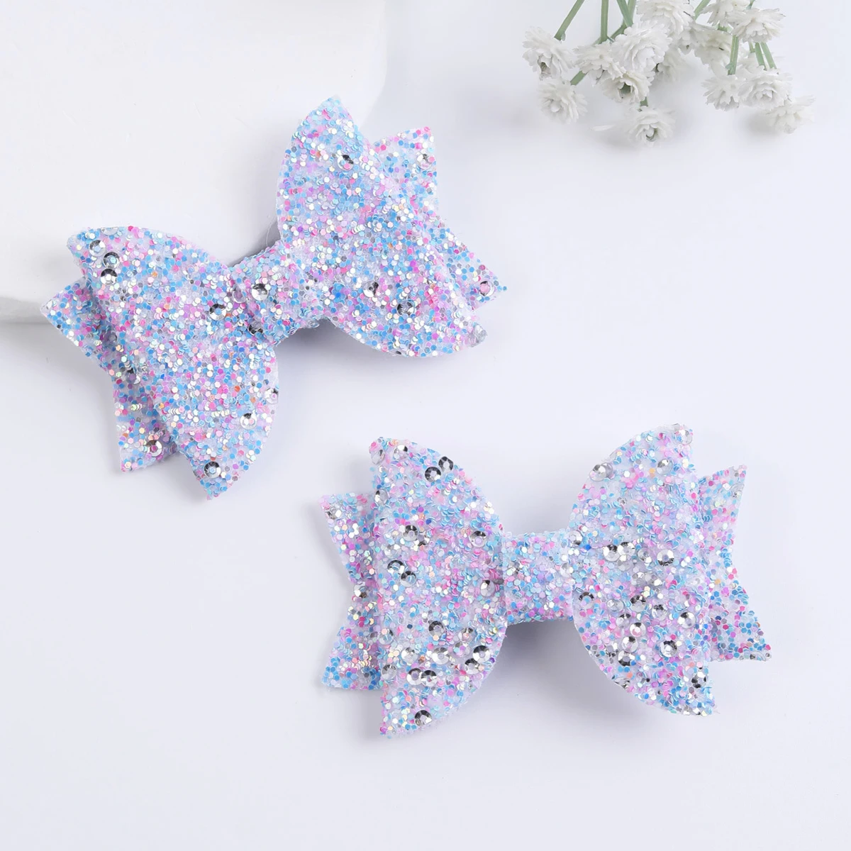 Hair Clips New Rhinestone Glitter Bowknots for Girls Colorful Dot Sequin Hairpins Children Cute Barrettes hairHair Accessories