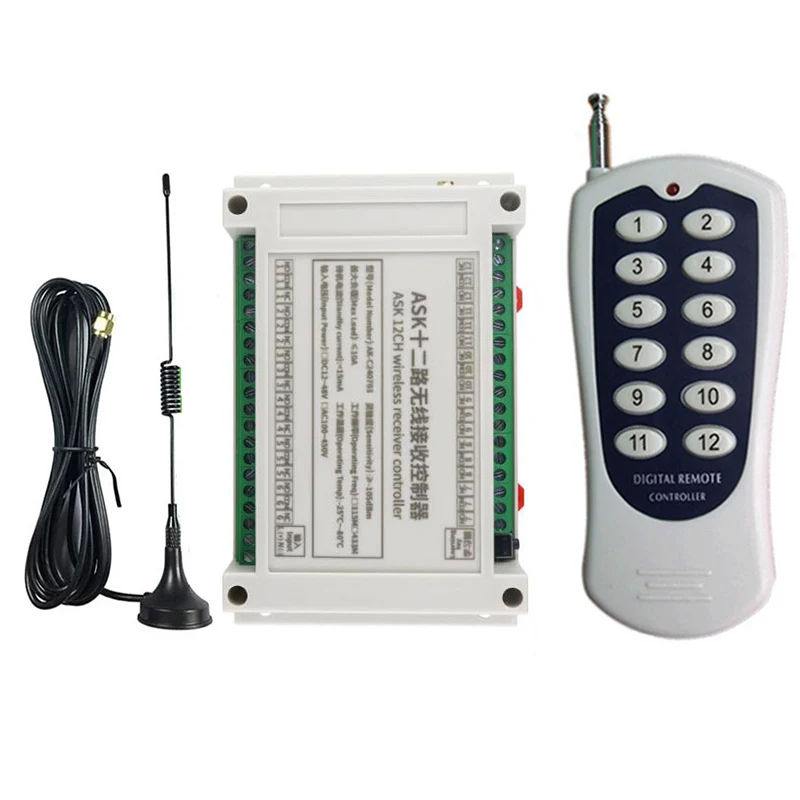 DC12V 24V 36V 48 12 CH Channels RF Wireless Remote Control Switch Remote Control System receiver transmitter 12CH Relay 433 MHz