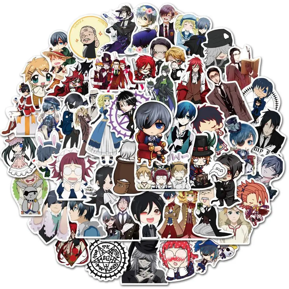 10/30/50PCS Cartoon Ciel Phantomhive Non Repetitive Stationery Sticker Baldroy Kawaii School Supplies Animation Derivatives