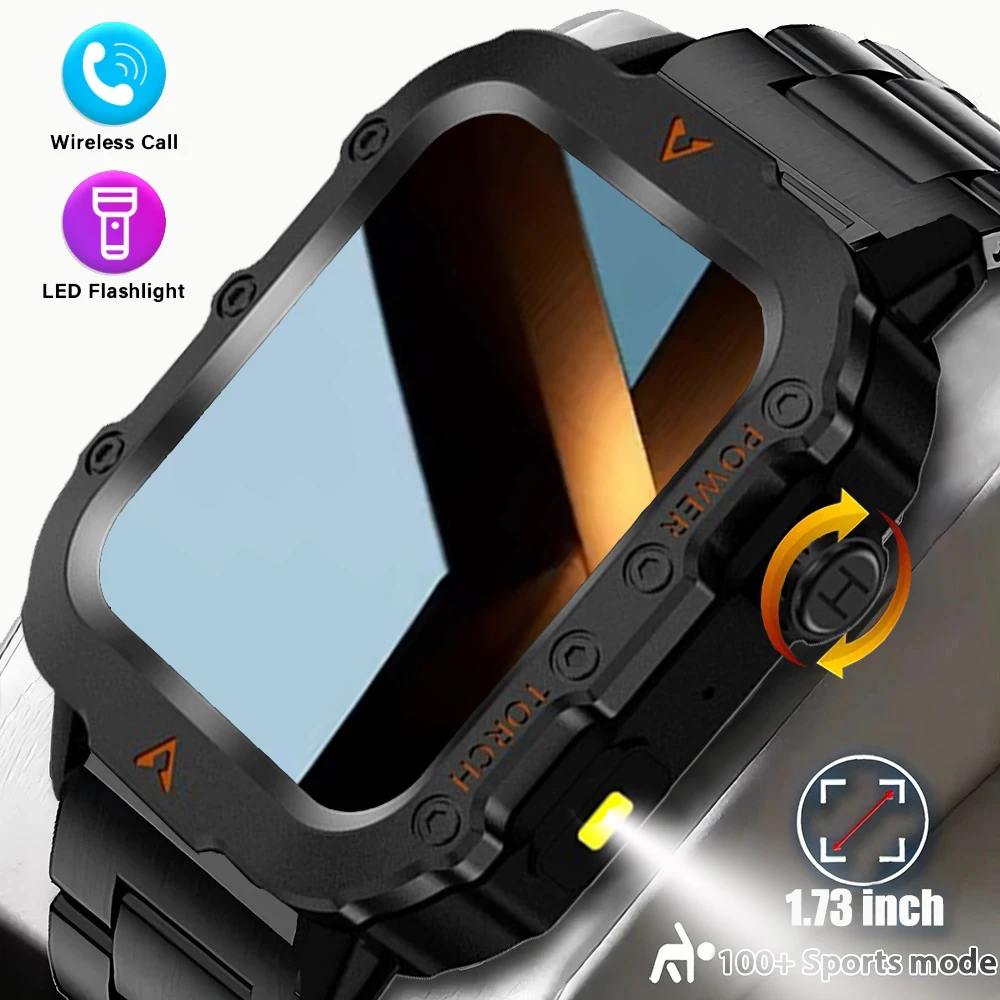 2025 Neue LED-Herren-Smartwatch mit 1,73 Zoll Bildschirm, Bluetooth, Anrufannahme, Smartwatch, Multi-Sportmodi, Gesundheitsüberwachung, Fitnessuhren