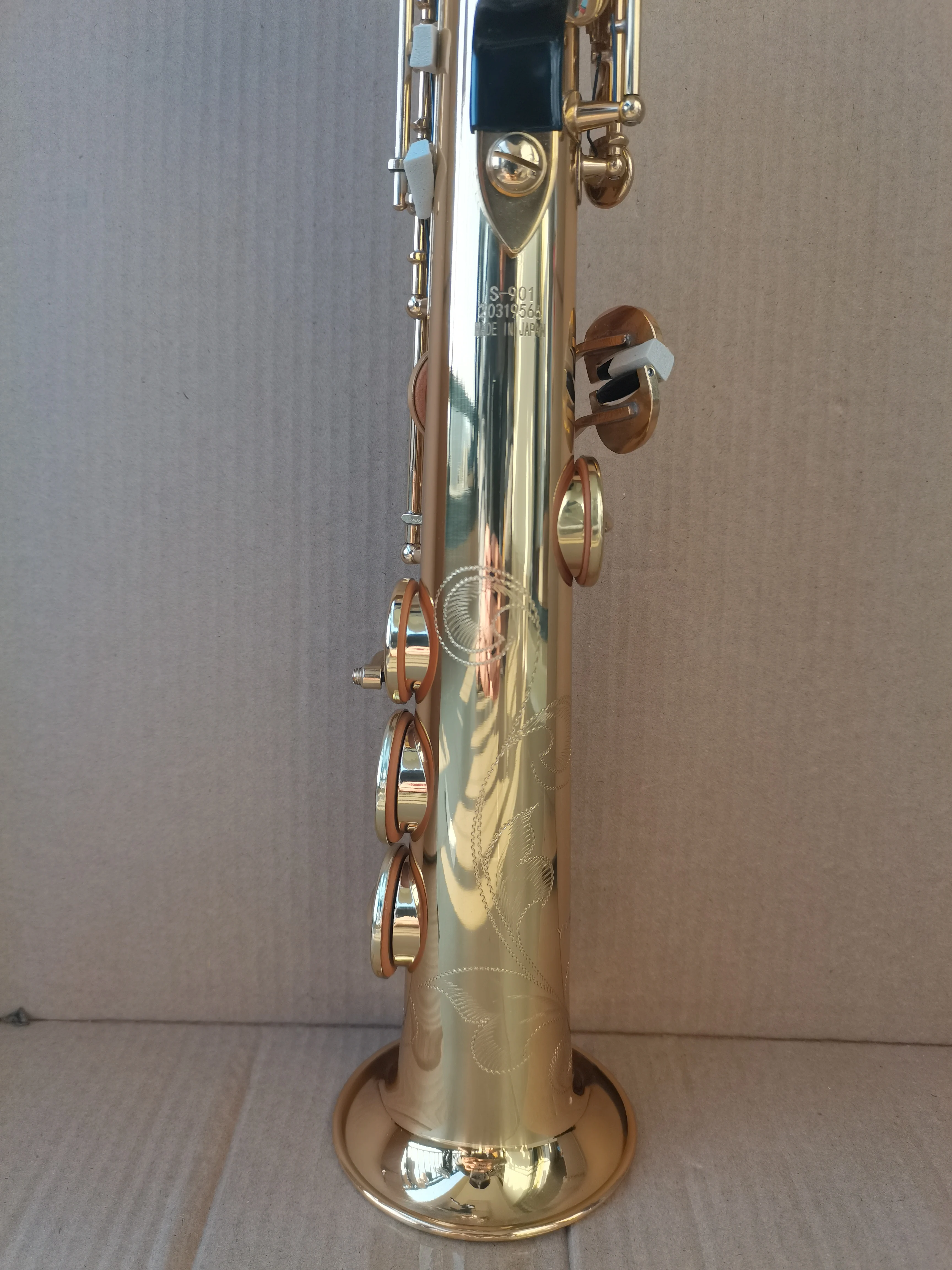 2025 new promotion 901 Soprano saxophone Lacquer gold yellow Alto saxophone Brass musical instrument Deep carved Flowers