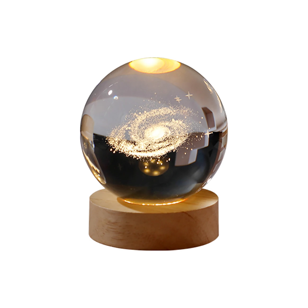 Crystal Ball Table Lamp Glowing Planetary Galaxy Astronaut Crystal Ball Night Lights USB Power Warm Light Night Lamp Ornament