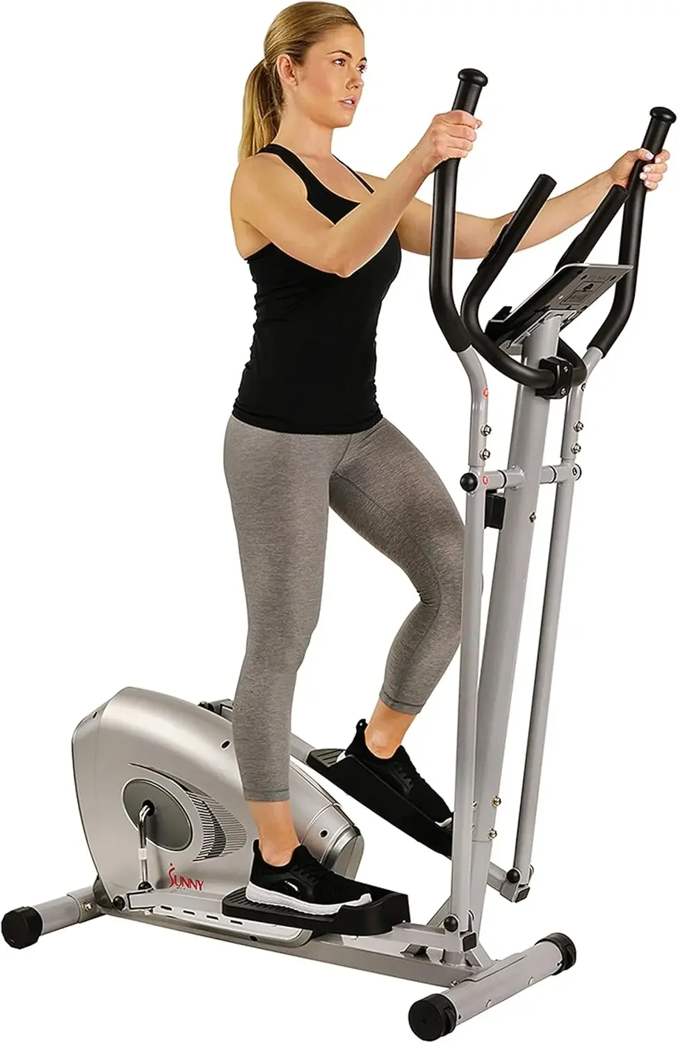 Fitness Magnetic Elliptical Machine with LCD Performance Monitor, Pulse Sensor, Floor Stabilizers, Low-Impact, Fu