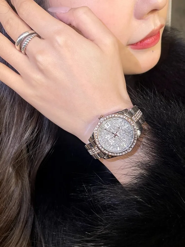 Fashion Diamonds Luxury Women Mechanical Watch Office Ladies Elegant Designer Stainless Steel Wristwatch