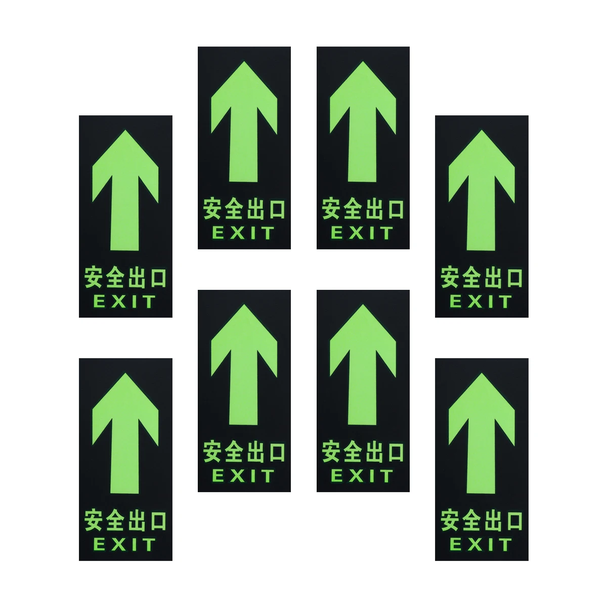 

8 Pcs Exit Sign Luminous Wall Sticker Door Decal Arrow Night Glow Traffic Safety Signs EXIT Sign Exit Sticker Decor