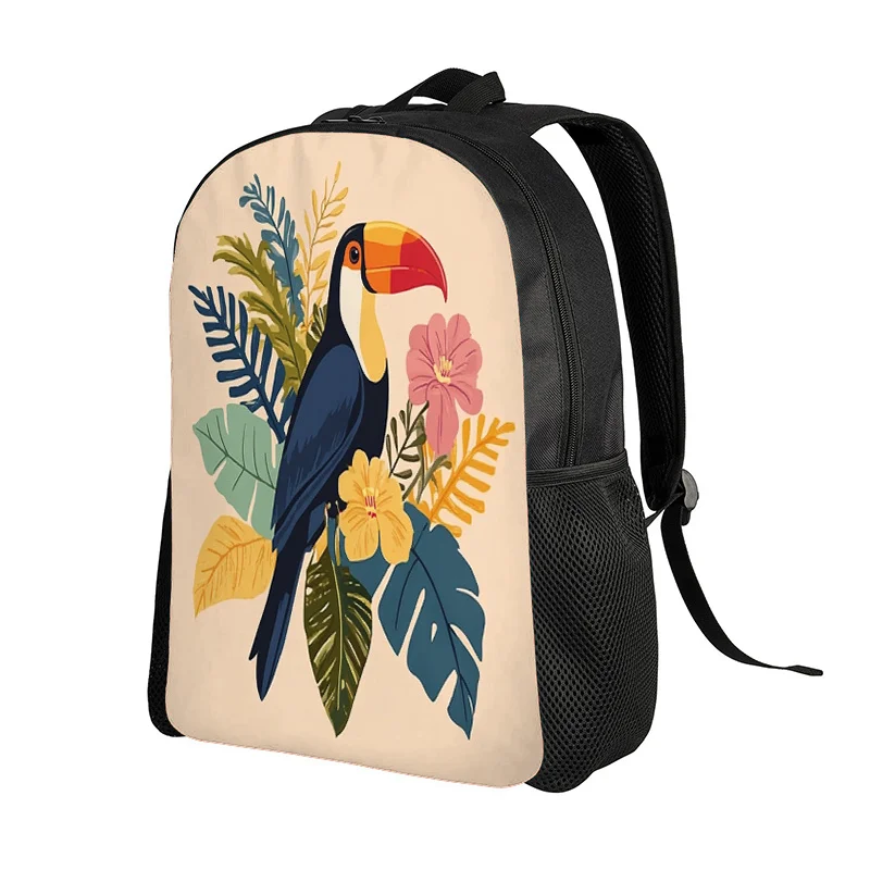 

Рюкзак в стиле тропического леса с принтом туканов и попугаев - легкий и прочный школьный рюкзак, регулируемый плечевой ремень.