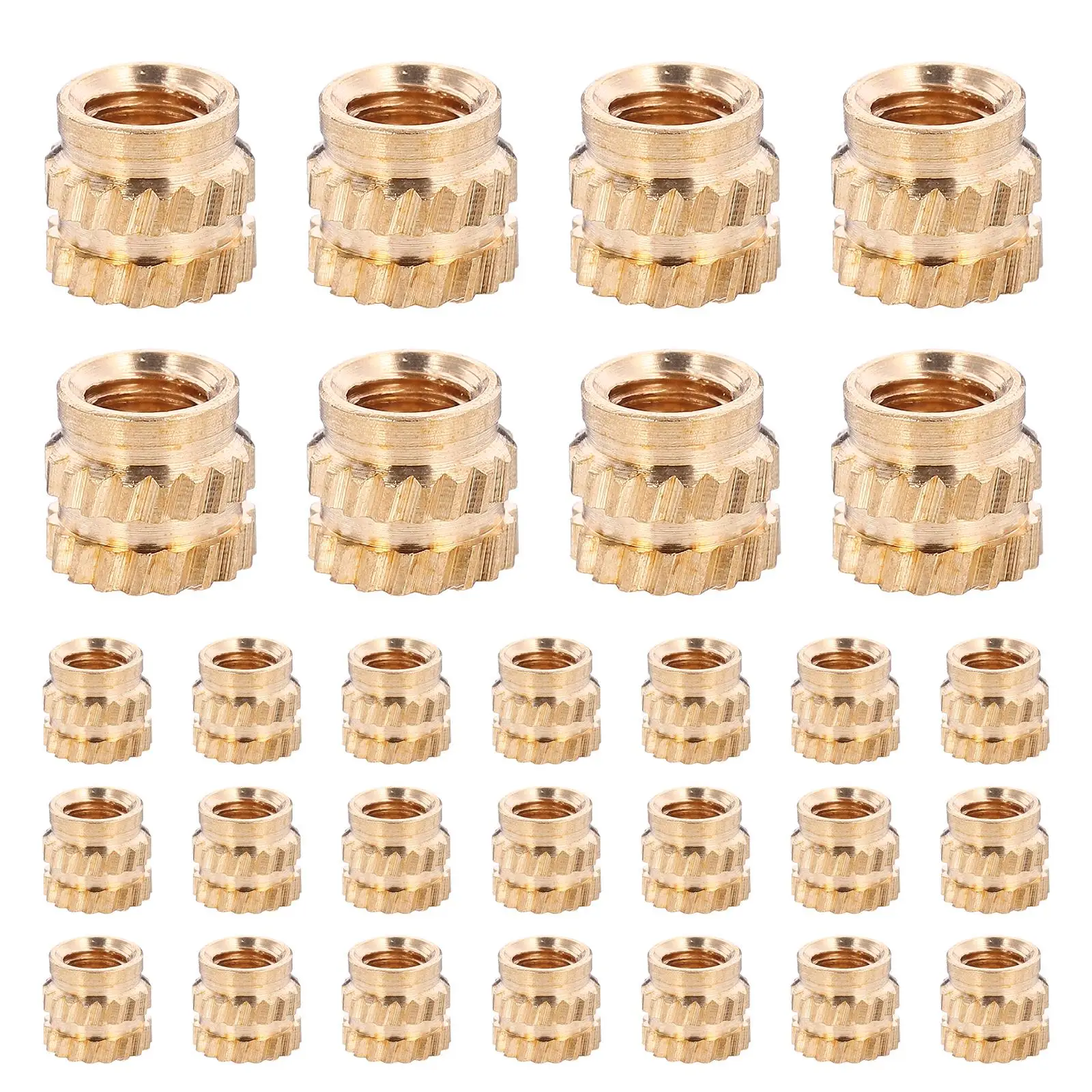 

100 Pcs Insert Nuts Female Brass Heat Set Embedment Inserts Threaded Insert 3D Printing Parts 4 5 6 Knurled