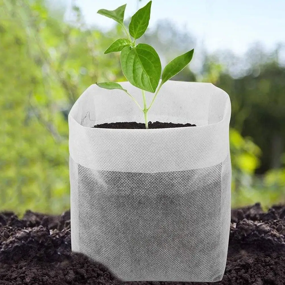 100Pcs Plant Grow Bags Non-Woven Fabric Breathable Nursery Pots for Tomatoes Potatoes Carrots Flowers Vegetables Indoor Outdoor