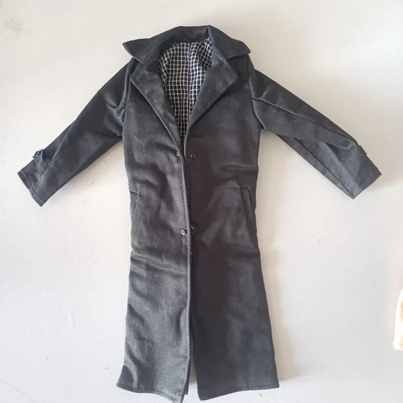 Trench coat longo de soldado masculino, escala 1/6, jaqueta corta-vento, modelos de roupas para coleção de brinquedos de bonecos de ação de 12 polegadas