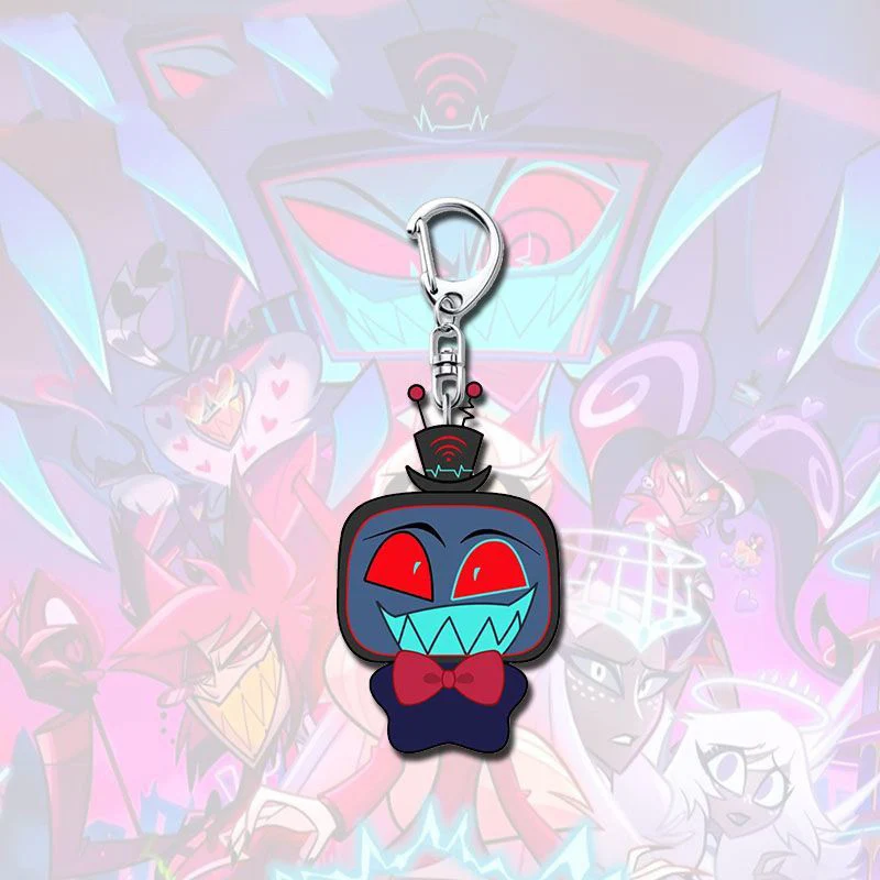 6pcs Set Cosplay Anime Hazbin Hotel Animation Alastor Husk Vox Keychains Key Chain Ring Car Keyring Schoolbag Decor Pendant Toys view 5
