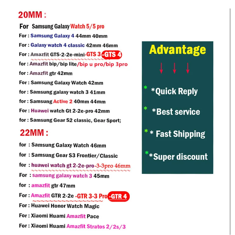 Bracelet de Sport en Silicone, 20mm 22mm, pour Samsung Galaxy Watch 6 4 5 pro-classique-active 44mm 40mm, Huawei watch gt 2 3 pro
