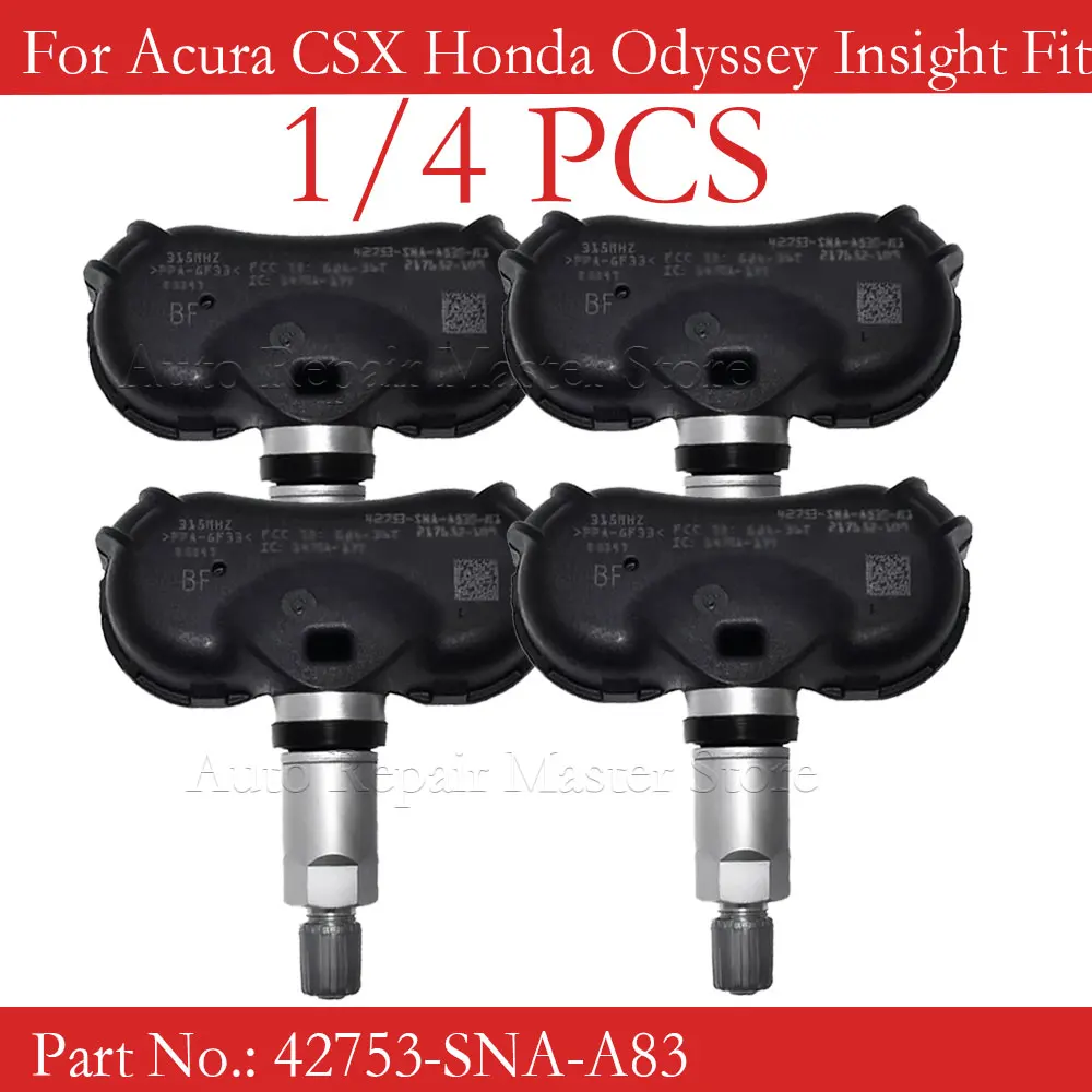 1/4PCS Tire Pressure Sensor TPMS 42753-TR3-A810-M1 For Honda Civic CR-Z Element Fit Odyssey 42753-TR3-A81 42753-SNA-A83 315MHz