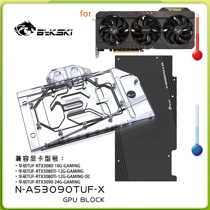 Bykski Water Block Use for ASUS TUF RTX 3080 3090 GAMING OC Video GPU Card / Copper Radiator / Backplate RGB AURA N-AS3090TUF-X