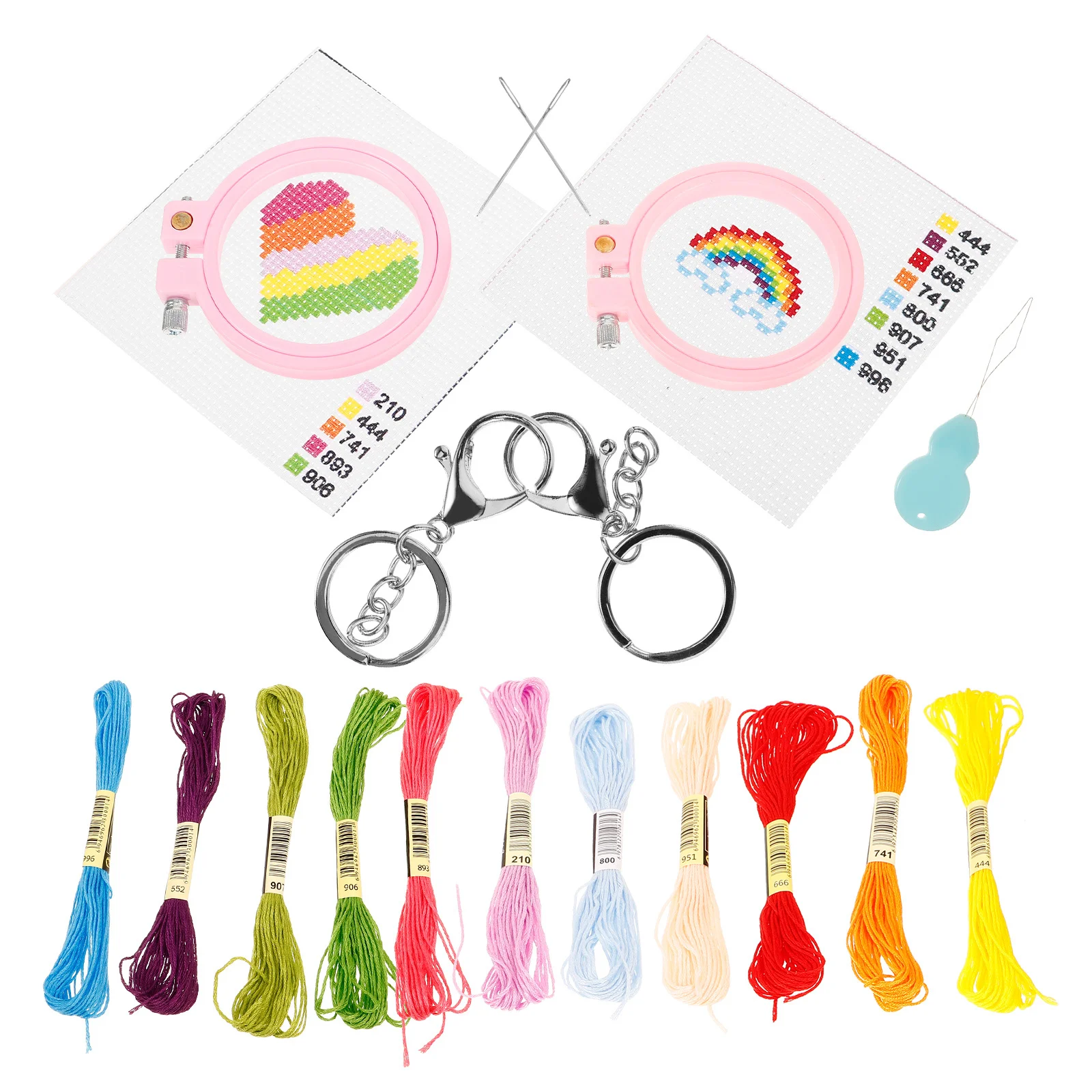 

2Sets Kids DIY Cross Stitch Embroidery Kits Lightweight Portable Craft Accessories for Beginner Hand-Eye Coordination