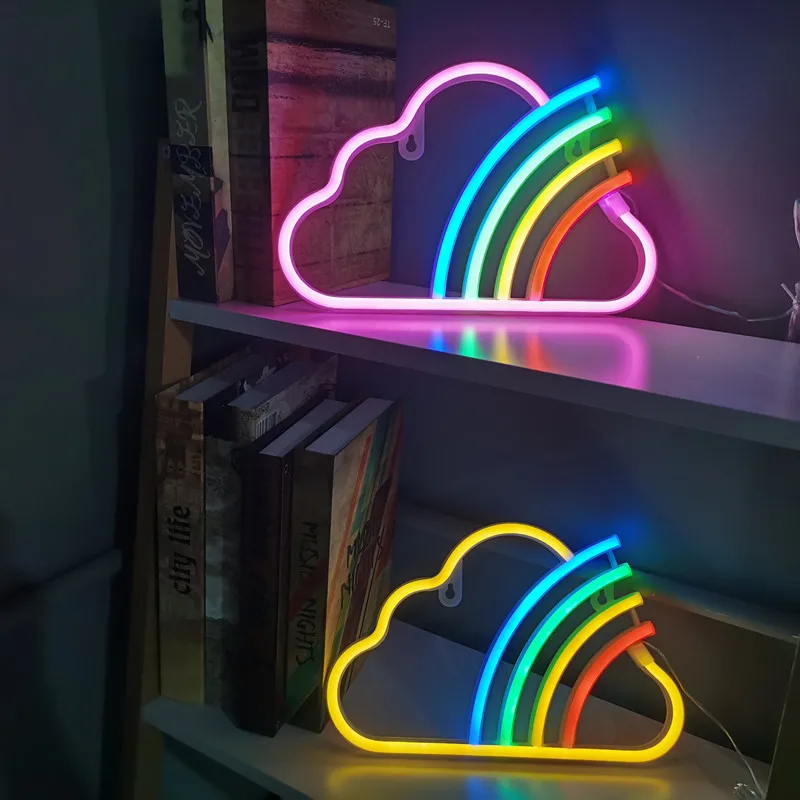 Rainbow Cloud Neon Sign USB/Battery Operated Neon Light for Room Bedroom Event Wedding Party Home Decor Christmas Birthday Gift