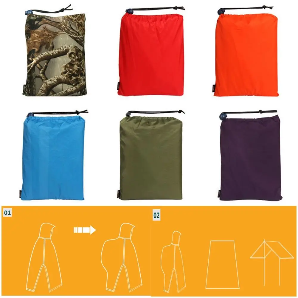 3 in 1 Raincoat Backpack Rain Cover Rain Coat Hood Hiking Cycling Rain Cover Poncho Waterproof Tent Outdoor Camping Tent Mat