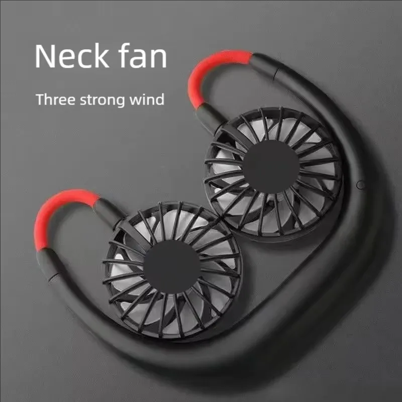 

USB Portable Cold Fan Hands Free Neck Hanging Rechargeable Mini Sports3-Speed Adjustable Neck Dual Fan Home OfficeOutdoor Travel