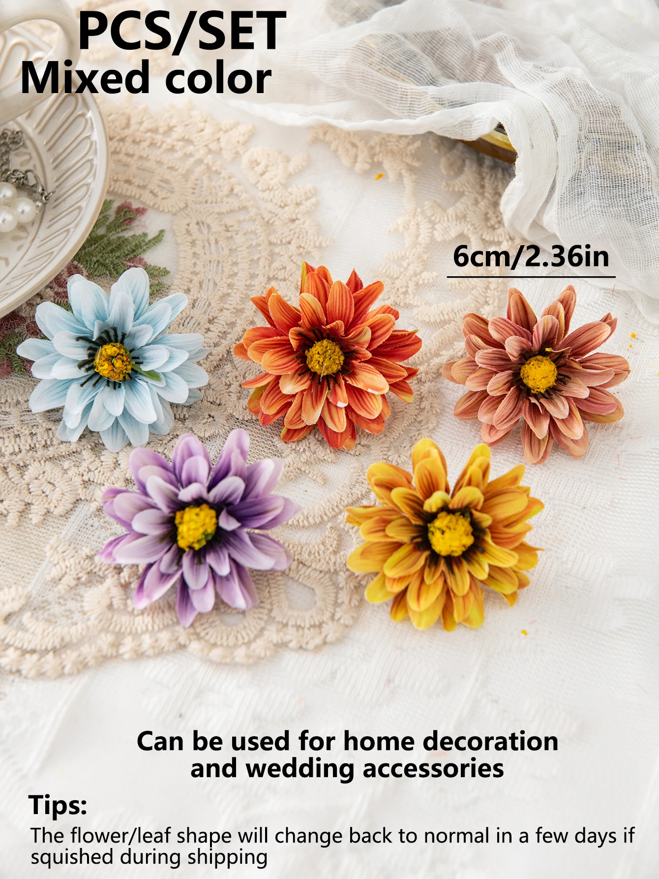 50/100 Stück Kleine Gänseblümchen Kunstblumen Großhandel Heim- und Tischdekoration Kränze Hochzeit Brautaccessoires Kopfschmuck Brosche Geschenk – Detail 7