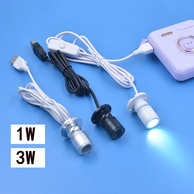 DC5V LED USB 1/3W Spotlight ตู้เครื่องประดับตู้โชว์เคาน์เตอร์โคมไฟพื้นผิวเพดาน MINI Spot Light 5V อินเทอร์เฟซ 2In 1