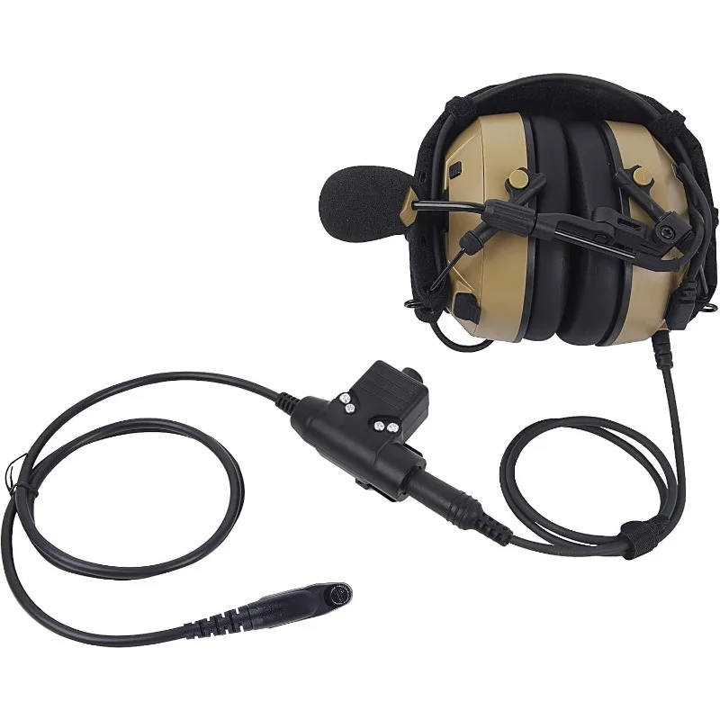 NRR 26dB Noise Cancelling Military Airsoft Communication Headphones Tactical Headset with U94 Ptt Boom Mic for 6 Pin Motorola gp