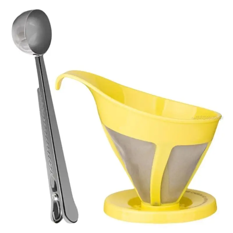 27RB مرشحات القهوة من الفولاذ المقاوم للصدأ شاشة مرشح القهوة قابلة لإعادة الاستخدام مع ملعقة قياس مناسبة لصانعي القهوة