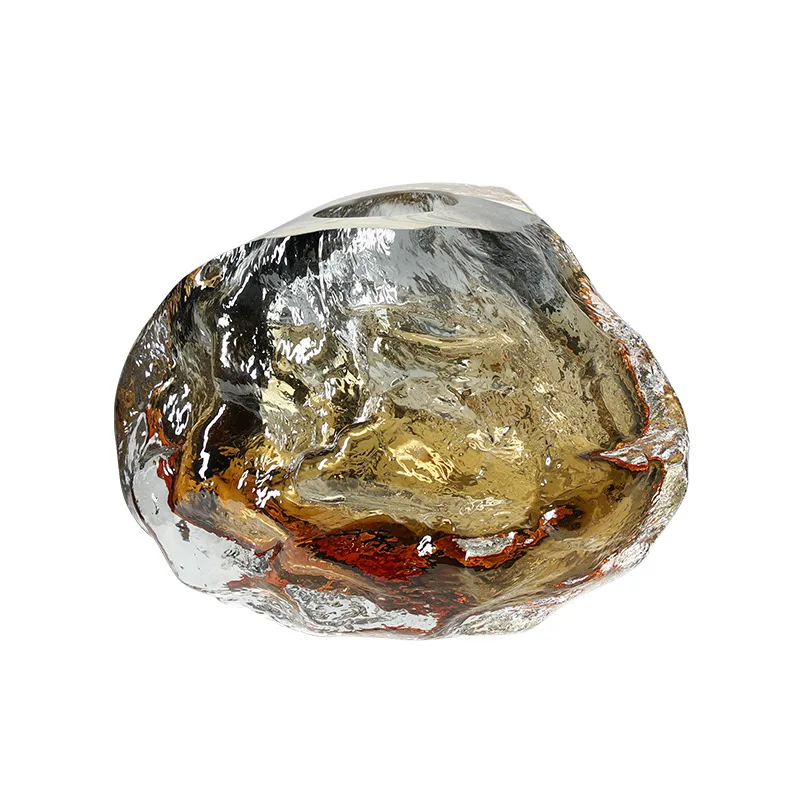 

CX modern light luxury creative amber ice pattern glass vase villa coffee table restaurant flower arrangement, jewelry